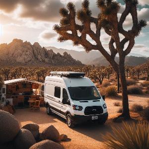 Ford Transit camper van, van life in Joshua Tree at sunset (21)